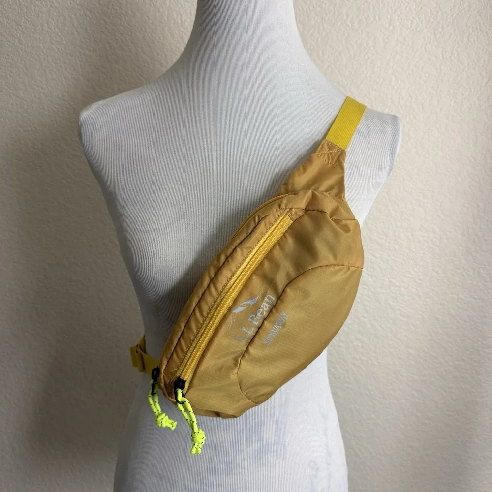 LL Bean Stowaway Bag Yellow Nylon Waist Pack Ultralight Outdoor Hiking‎ New